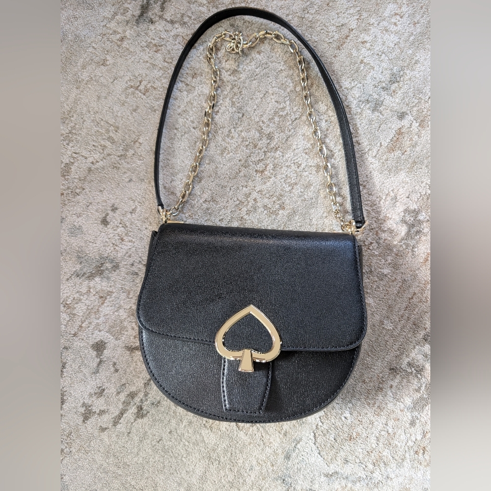 Kate Spade Black Crossbody Bag with Gold Chain